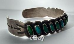 Vintage Navajo Indian Silver Cerrillos And Blue Multi Turquoise Cuff Bracelet