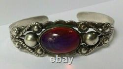 Vintage Navajo Indian Silver Dragons Breath Cuff Bracelet