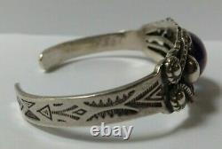 Vintage Navajo Indian Silver Dragons Breath Cuff Bracelet