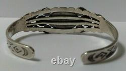 Vintage Navajo Indian Silver Dragons Breath Cuff Bracelet