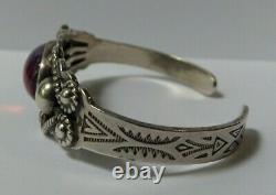 Vintage Navajo Indian Silver Dragons Breath Cuff Bracelet