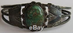 Vintage Navajo Indian Silver Green Turquoise Cuff Bracelet
