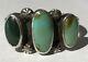 Vintage Navajo Indian Silver Light & Cerrillos Green Turquoise Ring Size 9