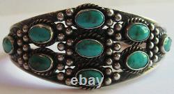 Vintage Navajo Indian Silver Multi Stone Turquoise Cuff Bracelet