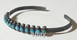 Vintage Navajo Indian Silver Multi Turquoise Snake Eye Row Cuff Bracelet