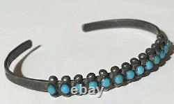 Vintage Navajo Indian Silver Multi Turquoise Snake Eye Row Cuff Bracelet