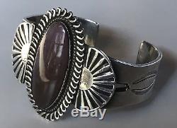 Vintage Navajo Indian Silver & Petrified Wood Cuff Bracelet & Ring Set