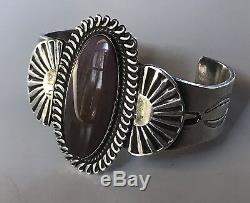 Vintage Navajo Indian Silver & Petrified Wood Cuff Bracelet & Ring Set