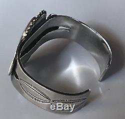 Vintage Navajo Indian Silver & Petrified Wood Cuff Bracelet & Ring Set