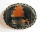 Vintage Navajo Indian Silver Petrified Wood Scenic Pin Landscape Brooch 1930s 40