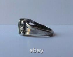Vintage Navajo Indian Silver Rectangle Turquoise Ring For Baby Or Child Size 2