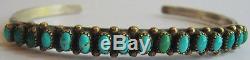 Vintage Navajo Indian Silver Shades Of Blue Turquoise Row Cuff Bracelet