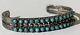 Vintage Navajo Indian Silver Snake Eye Turquoise Double Row Cuff Bracelet