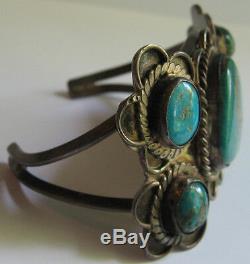 Vintage Navajo Indian Silver Speckled Chunky Turquoise Cuff Bracelet