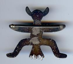Vintage Navajo Indian Silver Spiderweb Turquoise Sandcast Knifewing Man Pin