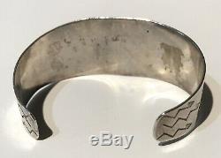 Vintage Navajo Indian Silver Thunderbird & Snakes Cuff Bracelet