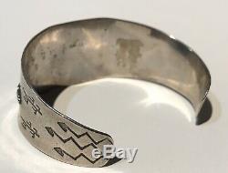 Vintage Navajo Indian Silver Thunderbird & Snakes Cuff Bracelet