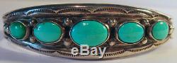 Vintage Navajo Indian Silver Turquoise Beauty Cuff Bracelet