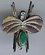 Vintage Navajo Indian Silver & Turquoise Big Wings Fly Bug Pin Brooch