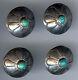Vintage Navajo Indian Silver Turquoise Buttons Set Of Four