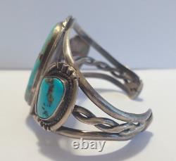 Vintage Navajo Indian Silver Turquoise Cuff Bracelet