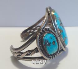 Vintage Navajo Indian Silver Turquoise Cuff Bracelet