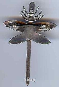 Vintage Navajo Indian Silver Turquoise Dragonfly Pin Brooch