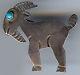 Vintage Navajo Indian Silver Turquoise Eye Billy Goat Pin Brooch