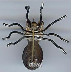 Vintage Navajo Indian Silver & Turquoise Spider Bug Pin Brooch