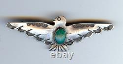 Vintage Navajo Indian Silver Turquoise Thunderbird Pin Brooch