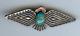 Vintage Navajo Indian Silver & Turquoise Thunderbird Pin Brooch