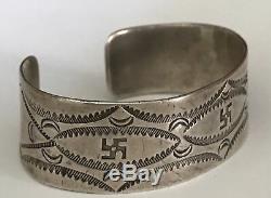 Vintage Navajo Indian Silver Whirling Logs Cuff Bracelet