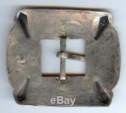 Vintage Navajo Indian Silver With Stampwork Belt Buckle