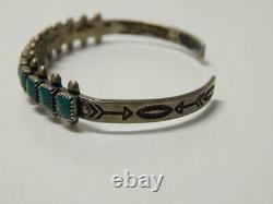 Vintage Navajo Indian Square Stones Row Bracelet Sterling Silver Fred Harvey