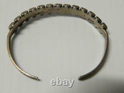 Vintage Navajo Indian Square Stones Row Bracelet Sterling Silver Fred Harvey