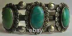 Vintage Navajo Indian Sterling Silver Green & Blue Turquoise Cuff Bracelet