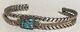 Vintage Navajo Indian Sterling Silver Spiderweb Turquoise Cuff Bracelet
