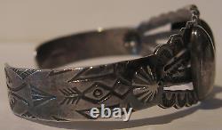 Vintage Navajo Indian Sterling Silver Stamped Arrows Cuff Bracelet