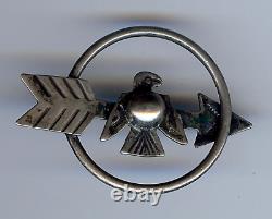 Vintage Navajo Indian Sterling Silver Thunderbird Arrow Pin Brooch