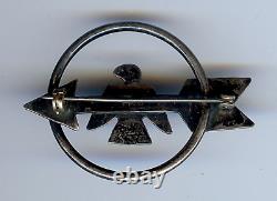 Vintage Navajo Indian Sterling Silver Thunderbird Arrow Pin Brooch