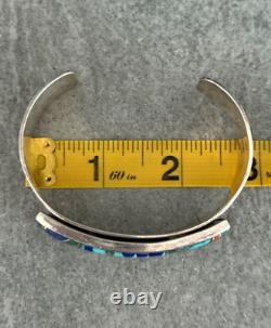 Vintage Navajo J HOWE Inlay Turquoise Lapis Coral Sterling Bracelet Ring Set