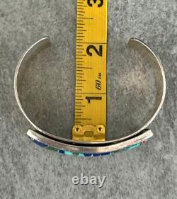 Vintage Navajo J HOWE Inlay Turquoise Lapis Coral Sterling Bracelet Ring Set