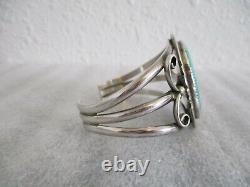 Vintage Navajo Jerry Roan Jr Sterling Sliver Turquoise Cuff Bracelet-excellent