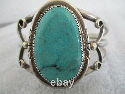 Vintage Navajo Jerry Roan Jr Sterling Sliver Turquoise Cuff Bracelet-excellent