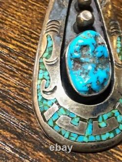 Vintage Navajo Jewelry Pendant Silver Torquoise