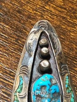 Vintage Navajo Jewelry Pendant Silver Torquoise