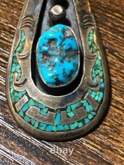 Vintage Navajo Jewelry Pendant Silver Torquoise