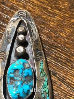 Vintage Navajo Jewelry Pendant Silver Torquoise