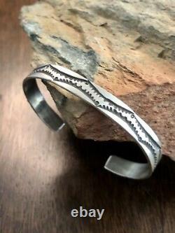 Vintage Navajo K and M Bill Handmade Heavy Sterling Silver Cuff Bracelet Jewelry