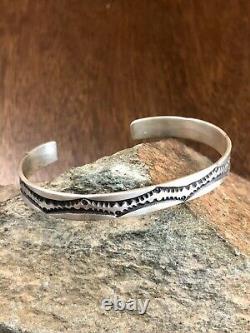 Vintage Navajo K and M Bill Handmade Heavy Sterling Silver Cuff Bracelet Jewelry